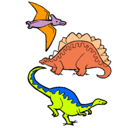 Dibujo Tres clases de dinosaurios pintado por teodoro