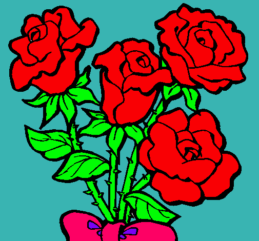 Dibujo Ramo de rosas pintado por jeni