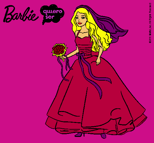 Dibujo Barbie vestida de novia pintado por thayna