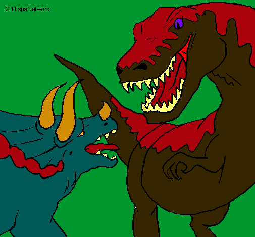 Dibujo Lucha de dinosaurios pintado por Danto
