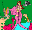 Dibujo Barbie sirena y la reina sirena pintado por marwa