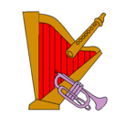 Dibujo Arpa, flauta y trompeta pintado por nelson1