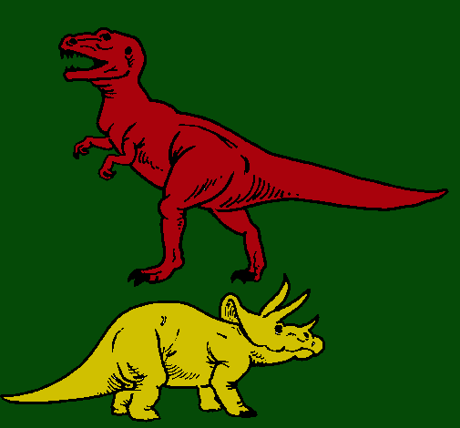 Dibujo Triceratops y tiranosaurios rex pintado por cristian14