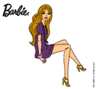 Dibujo Barbie sentada pintado por chicas