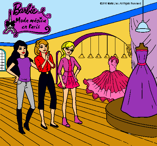 Dibujo Barbie mirando vestidos pintado por Amadix