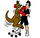 Dibujo Canguro boxeador pintado por uhitaca
