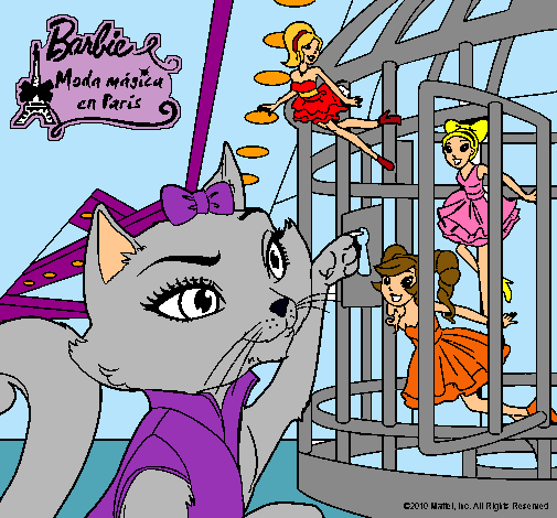 Dibujo La gata de Barbie descubre a las hadas pintado por Amadix