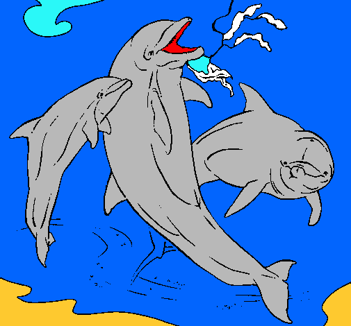 Dibujo Delfines jugando pintado por luciamoris