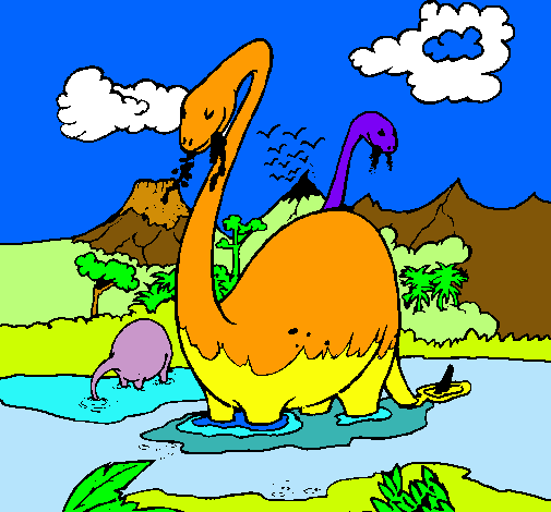 Dibujo Apatosaurios en el agua pintado por Claudito01