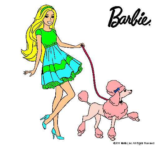 Dibujo Barbie paseando a su mascota pintado por viktoriya