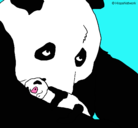 Dibujo Oso panda con su cria pintado por Noha