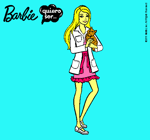 Dibujo Barbie con un gatito pintado por frankie323