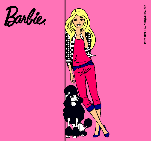 Dibujo Barbie con cazadora de cuadros pintado por lagatika16