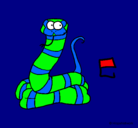 Dibujo Serpiente pintado por lengueta