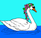 Dibujo Cisne con flores pintado por marinak
