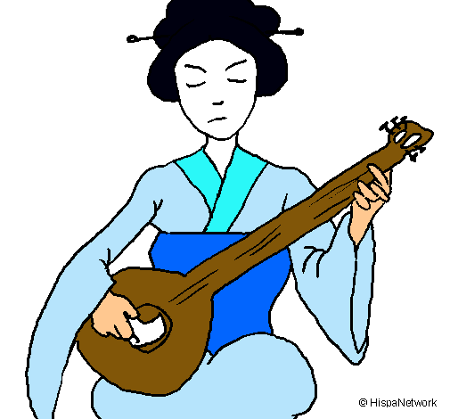 Dibujo Geisha tocando el laud pintado por tonyrrruu