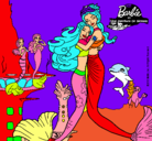 Dibujo Barbie sirena y la reina sirena pintado por Planetas