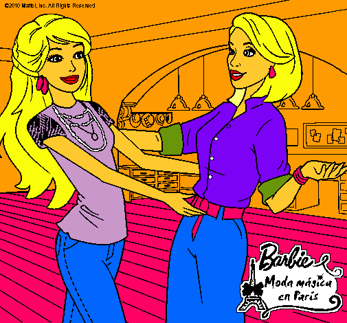 Dibujo Barbie y su amiga pintado por martinapani