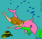 Dibujo Barbie y delfín pintado por eunicequinta