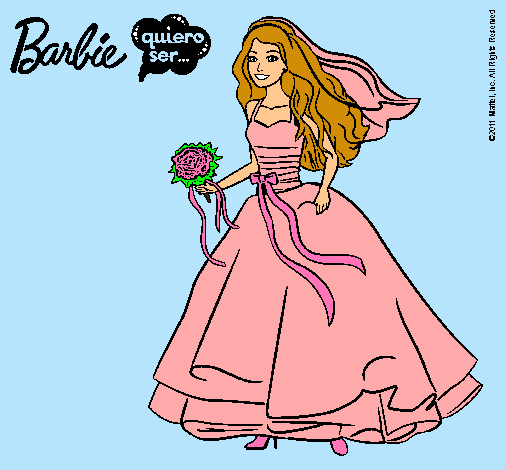 Dibujo Barbie vestida de novia pintado por frankie323