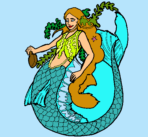Dibujo Sirena con larga melena pintado por SebaGBarton