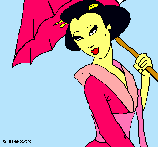 Dibujo Geisha con paraguas pintado por Missdianitalulu