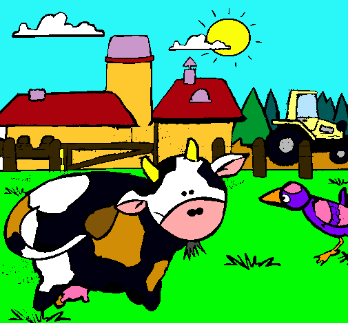 Dibujo Vaca en la granja pintado por keyo