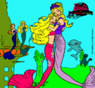 Dibujo Barbie sirena y la reina sirena pintado por megasuper