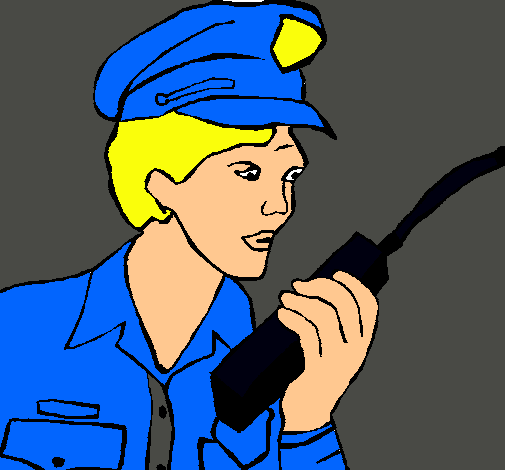 Dibujo Policía con el walkie pintado por edso