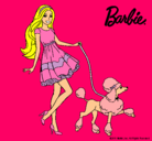 Dibujo Barbie paseando a su mascota pintado por dayanara