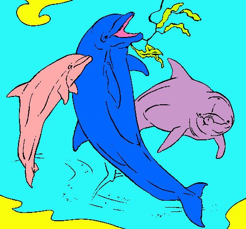 Dibujo Delfines jugando pintado por Claudito01