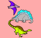 Dibujo Tres clases de dinosaurios pintado por ALEXrojas2006