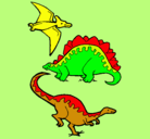 Dibujo Tres clases de dinosaurios pintado por dilan