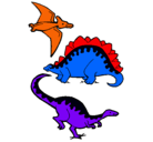 Dibujo Tres clases de dinosaurios pintado por jdrhd