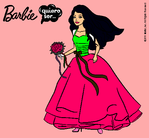 Dibujo Barbie vestida de novia pintado por bochoto