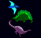 Dibujo Tres clases de dinosaurios pintado por cjcm