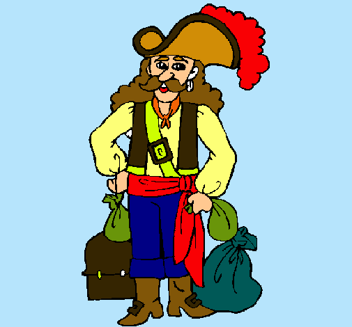Dibujo Pirata con sacos de oro pintado por Claudito01