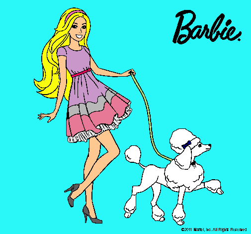 Dibujo Barbie paseando a su mascota pintado por currichipand