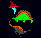 Dibujo Tres clases de dinosaurios pintado por nnnn