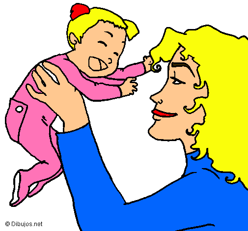 Dibujo Madre con su bebe pintado por becky