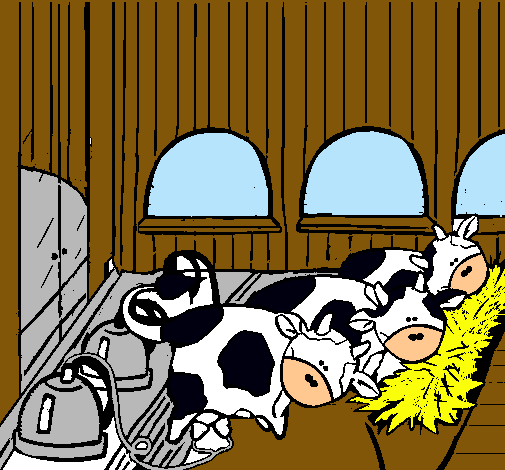Dibujo Vacas en el establo pintado por edso