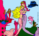 Dibujo Barbie sirena y la reina sirena pintado por peti