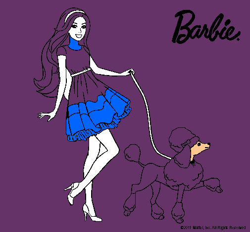 Dibujo Barbie paseando a su mascota pintado por JAVICLAU