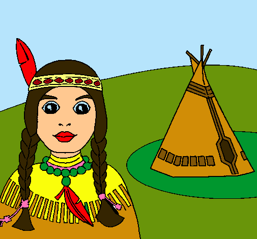 Dibujo India y tepee pintado por SebaGBarton