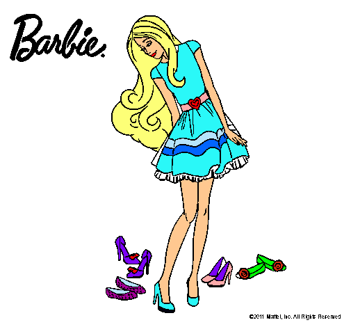 Dibujo Barbie y su colección de zapatos pintado por Akire76