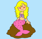 Dibujo Sirena sentada en una roca pintado por Casi