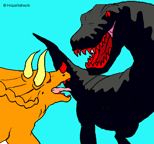 Dibujo Lucha de dinosaurios pintado por jeni