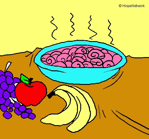 Dibujo Fruta y caracoles a la cazuela pintado por Akire76