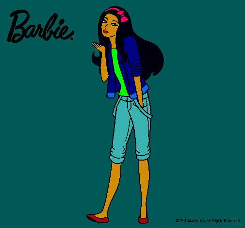 Dibujo Barbie con look casual pintado por naovb