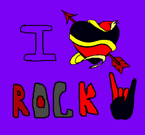 Dibujo I love rock pintado por jajeeja